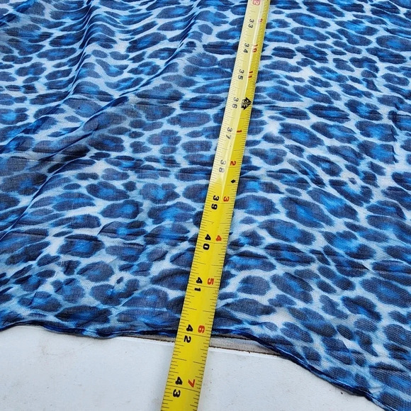 Tommy Bahamas Women Shawl Wrap Poncho Open Front Cape BLUE Leopard Lightweight - Picture 11 of 12